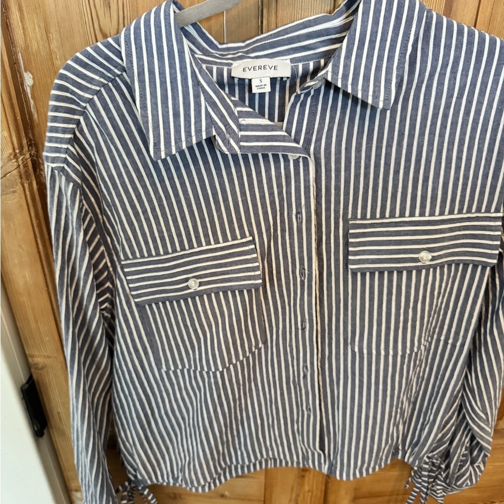 Evereve Blue and White Striped Blouse